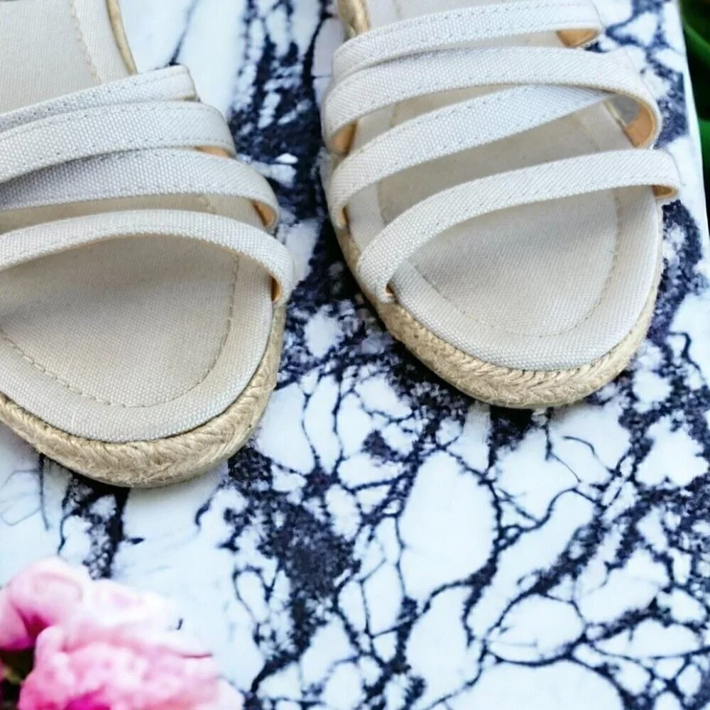 J.Crew NWOT Strappy Espadrille Wedge Sandals Size 7 Light Gray